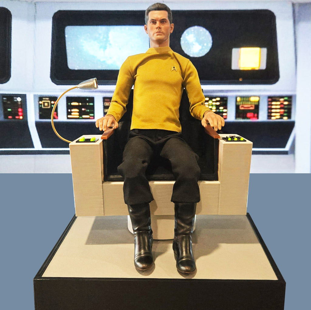 The Cage Pike's Captain's Chair Displays with your Star Trek Exo-6 Sixth Scale