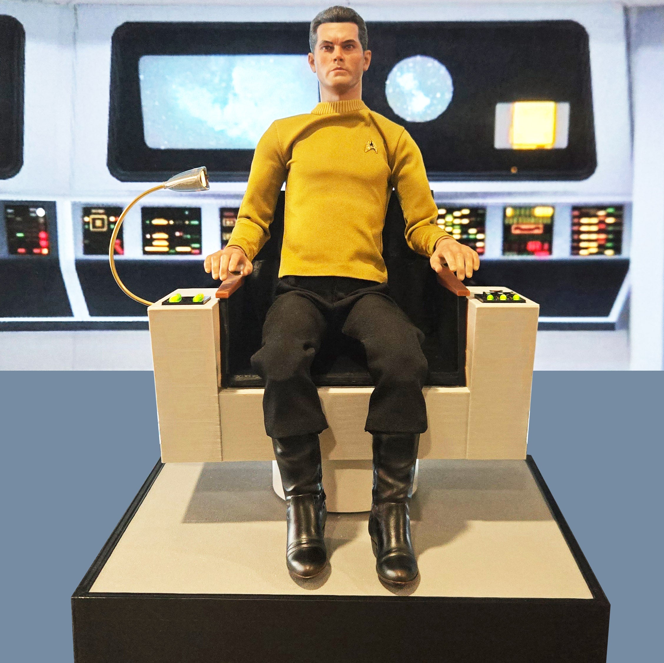 The Cage Pike's Captain's Chair Displays with your Star Trek Exo-6 Sixth Scale
