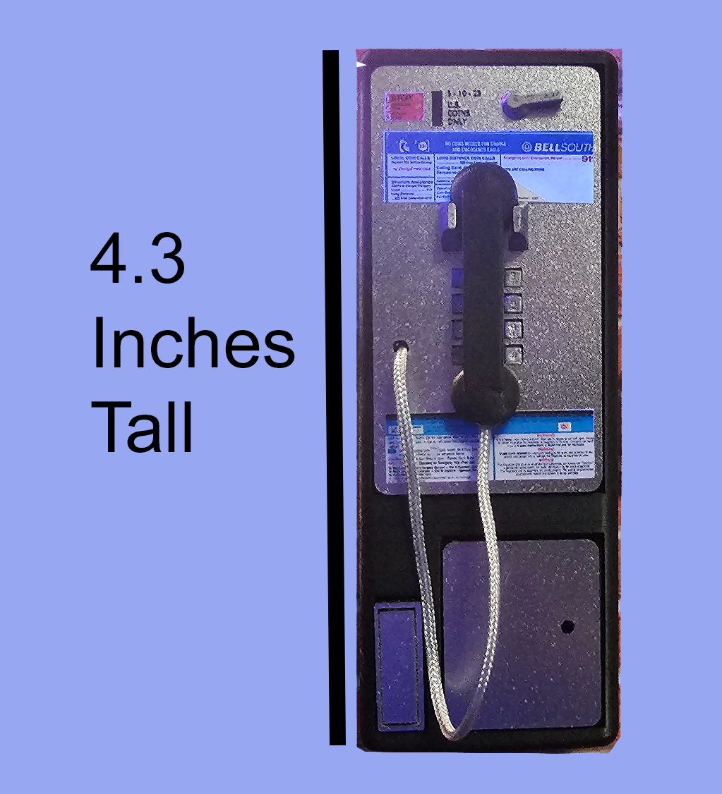 1:6 Scale Pay phone for 12" Figures. Scaled to Replicade, New Wave Toys Arcades, and Barbie too.