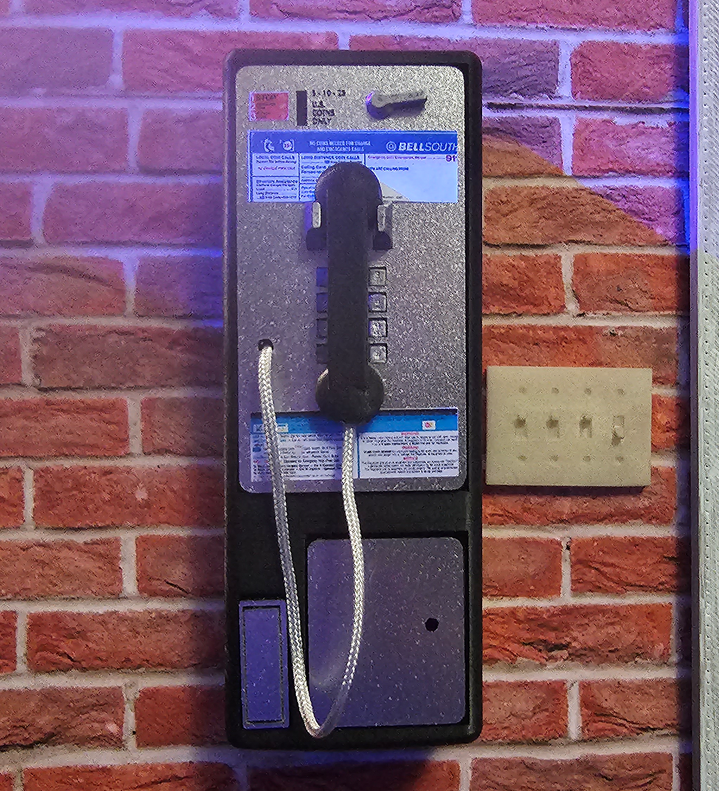 1:6 Scale Pay phone for 12" Figures. Scaled to Replicade, New Wave Toys Arcades, and Barbie too.